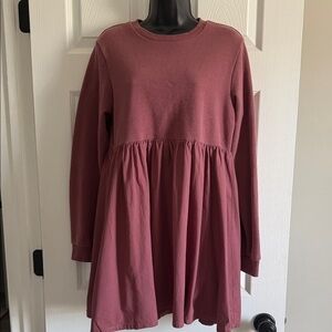 Forever 21 Dusty Rose Long-Sleeve Babydoll Dress